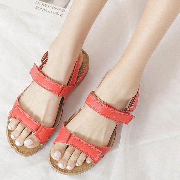 

women shoes summer women sandals flat velcro buckle sandals fashion casual shoes beach roman open toe hook loop #de2c, Black