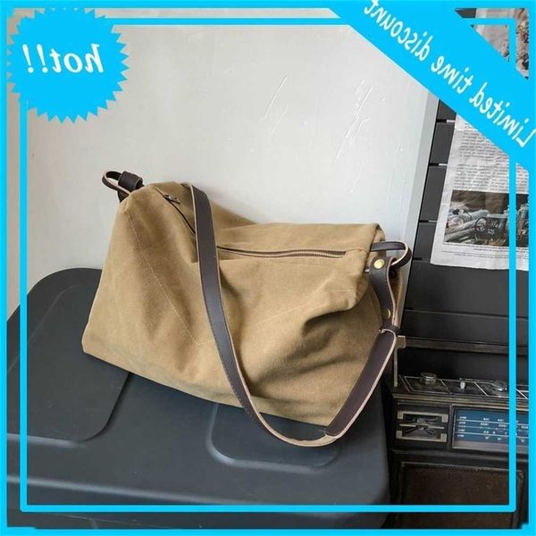 

early summer washing canvas single shoulder messenger women's korean version solid color leisure travel large capacity bag