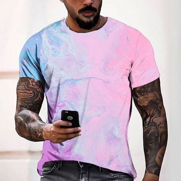 

men's tee t shirt 3d print graphic round neck casual daily 3d print short sleeve fashion designer cool comfortable pink 89zh#, White;black
