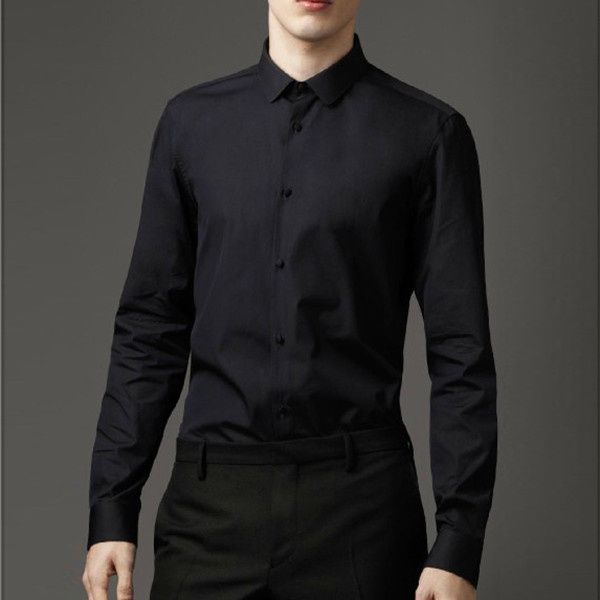 

mens business shirt black non-ironing big brand high-end draping mulberry silk spring long sleeve basic new shirt, White;black