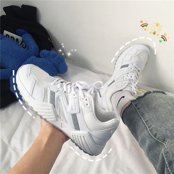 

ins dad women 2020 new street ssmall white student chic running shoes, Black