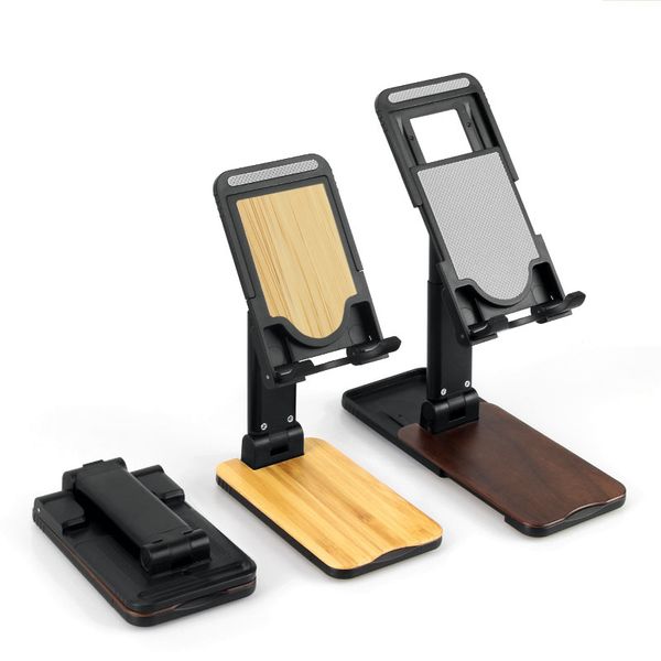 

kjnnkjsdla2020 adjustable flexible rotating deskaluminum bamboo wood universal mobile cell phone holder wooden lapstand3efss