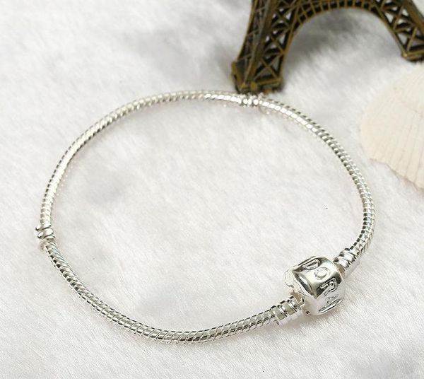 

chain bracelet elegant heart bangle penant pretty silver snake bracelets fit women charm bead diy jewelrybkdp