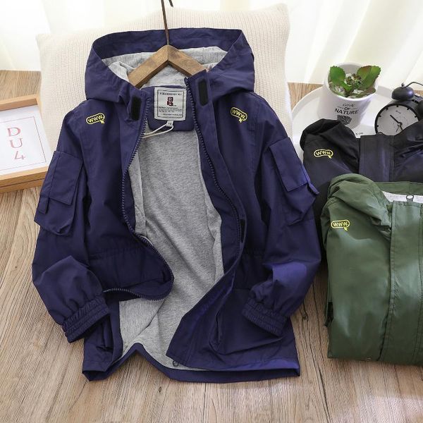

baby boys letter hood coat spring autumn, Blue;gray