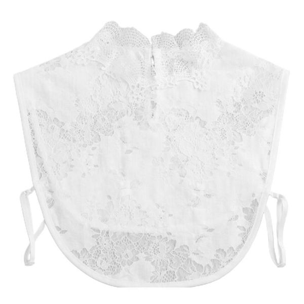 

korean women turtleneck false fake collar elegant hollow out floral lace sweater decorative dicky detachable hal qylmxe, Blue;red