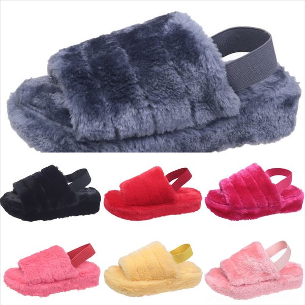 

ftz fashion fur minion plush open new toe slippers shoes fuzzy womanplush indoor fashionable furry home slippers, Black