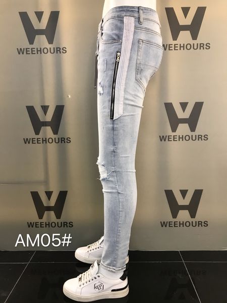 

men's and women's casual hip-hop jeans currently designer luxury pants am05-03, Blue