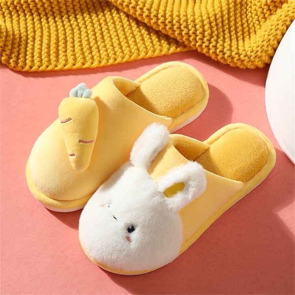 

winter house fur slippers warm cotton shoes cute lovely cartoon rabbit indoor bedroom women men ladies lovers furry slides 201128, Black
