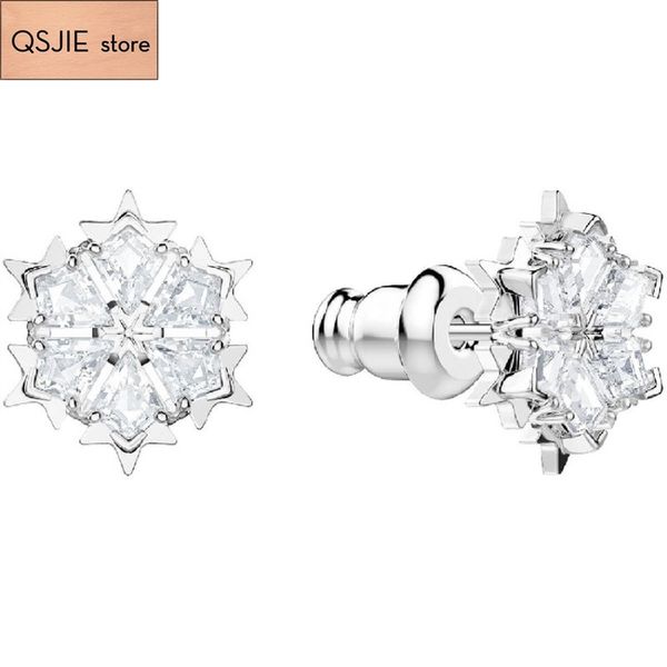 

qsjie high-quality 1:1 swa magic snowflake modeling euro-american simple fashion earrings charming fashion jewelry, Golden;silver