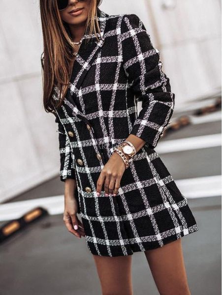 

women office lady blazers women plus size clothing for plaid blazer jacket suit office lady suit jacket full 2020, White;black