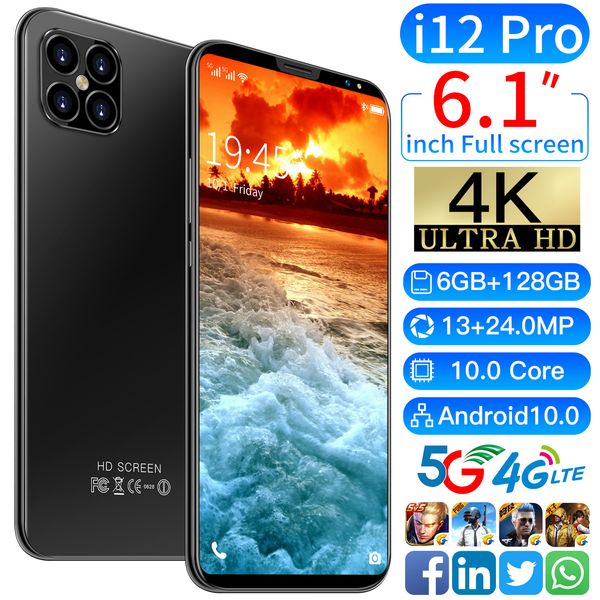 

cross-border current available i12pro mobile phone 6.1-inch fingerprint facial unlock mobile phone wholesale smart phone free