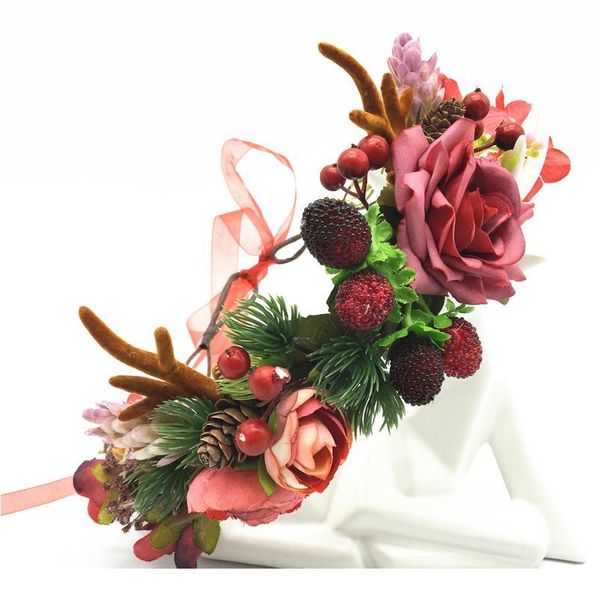 

christmas hair accessories antlers headband garland wedding hair accessories new year flower wreath women head wear pho qyltnd
