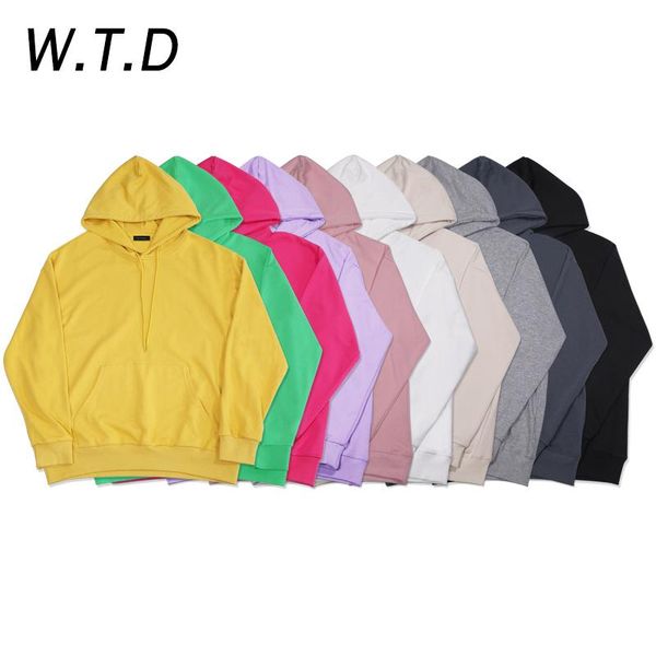 

wtd 100 cotton spring autumn winter fashion mens sweatshirt casual style men hoodie solid color oversized sweatshirt men hoodies, Black