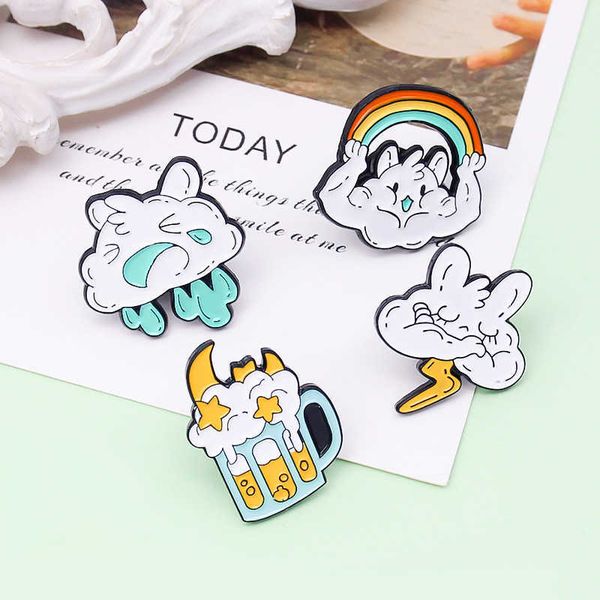 

lovely cloud baby thunder rain sunny after rain raise the rainbow get drunk fashion and creative brooch, Gray