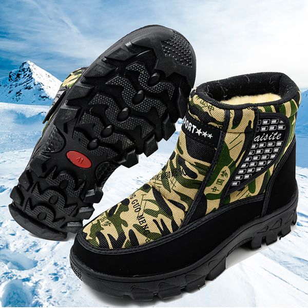 

low-weight boots for man, waterproof snow shoes, anti-slip ankle, winter boots, rubber shoe soles, Black