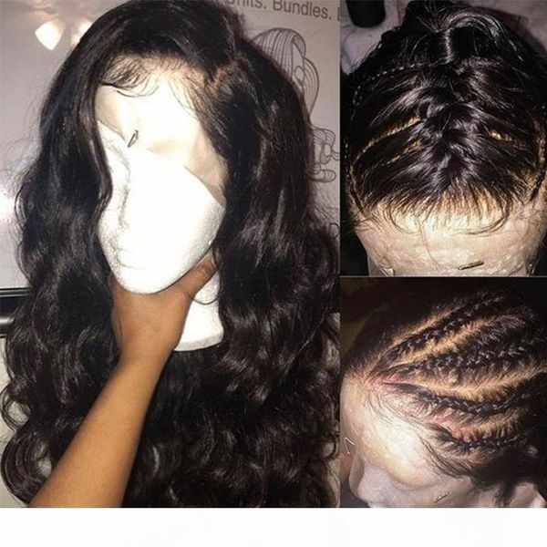 

glueless lace wig pre plucked for black women virgin hair super wave full lace front wigs bleached knots, Black;brown