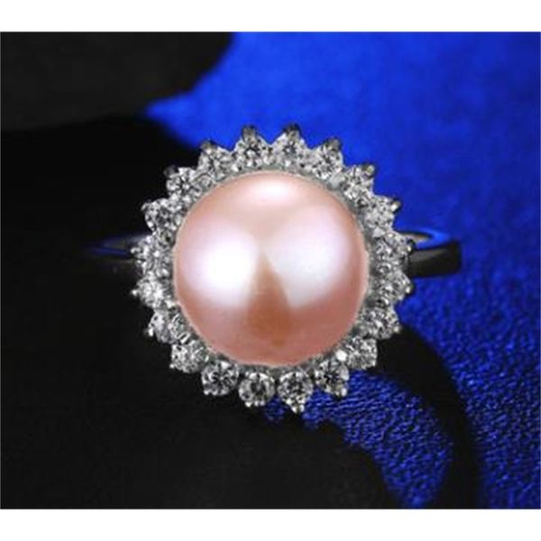 

fashion high-grade wholesale natural pearl diamond ring, Silver