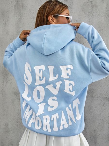 

slogan graphic drop shoulder thermal hoodie t2pd#, White;black