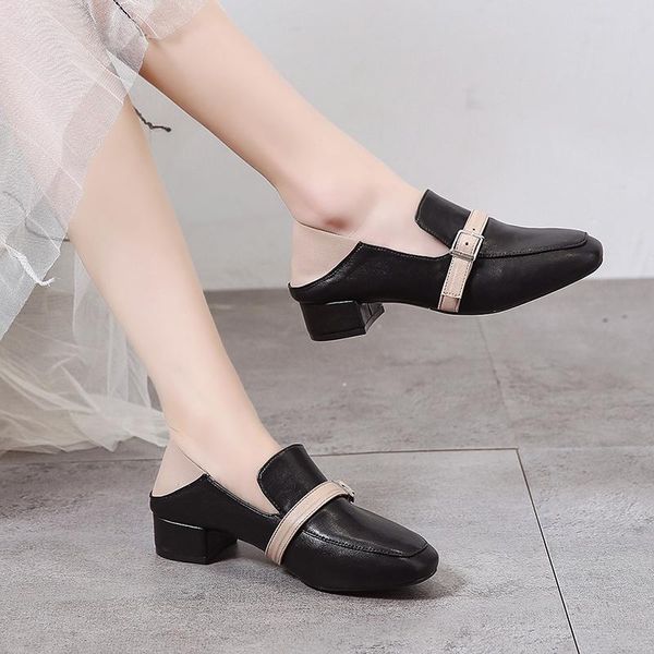 

fashion new spring women single shoes thick square toe color matching personality casual comfortable shopping women shoes 11b-48, Black
