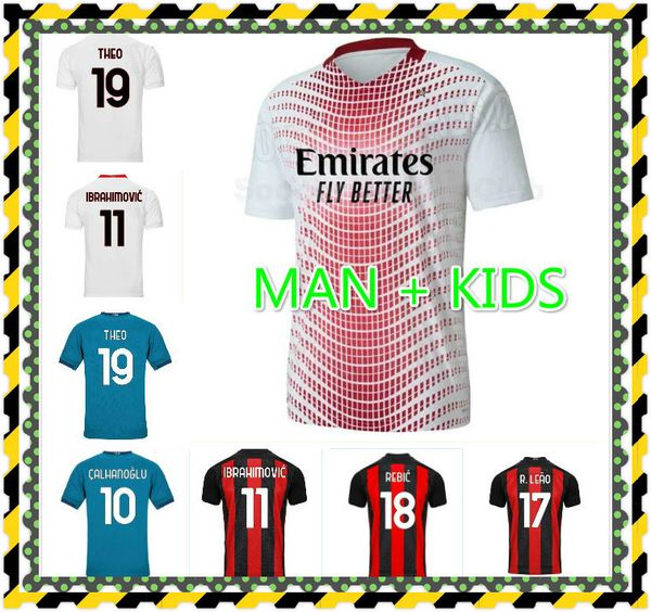 

ac 20 21 ibrahimovic milan soccer jerseys 2020 2021 tonali paqueta football shirt 120th anniversary bennacer rebic romagnoli men kids kit, Black;yellow