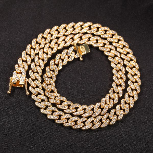 

9mm 16-24inch hip hop bling fashion chains jewelry mens gold silver miami cuban chain necklaces bracelets diamond iced out chian necklaces