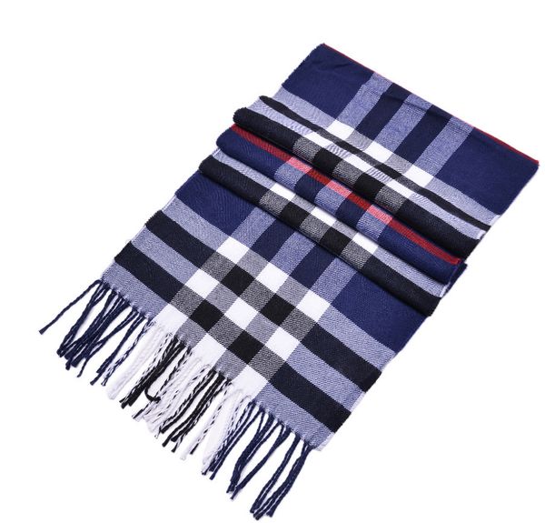 

autumn and winter fashion new british men's cashmere scarf warm tassel plaid shawl, Blue;gray