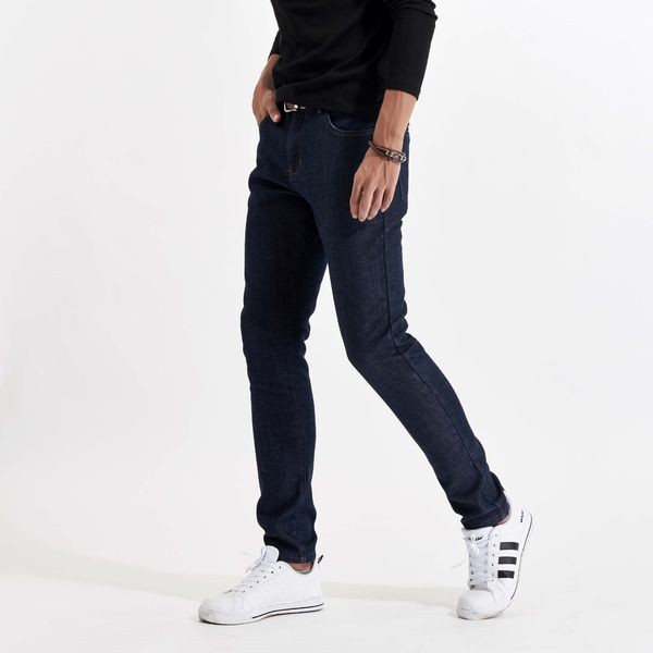 

autumn new plush jeans men's trend slim straight pants, Blue