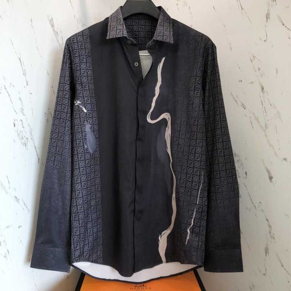 

men's shirts [gp gaoding]ff letter printing 22 spring brand long sleeve men's fashion casual non iron shirt, White;black