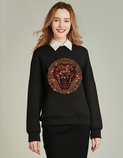 

autumn 2021 diamonds female sweatshirt casual hoodie comfortable oversized hoodies 6lvs, Black