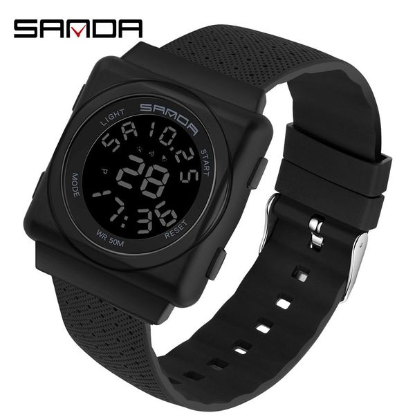 

sanda военные спортивные часы мужчины светодиодные цифровые часы многофункциональный водонепроницаемый хронограф электронные часы relogio ma, Silver