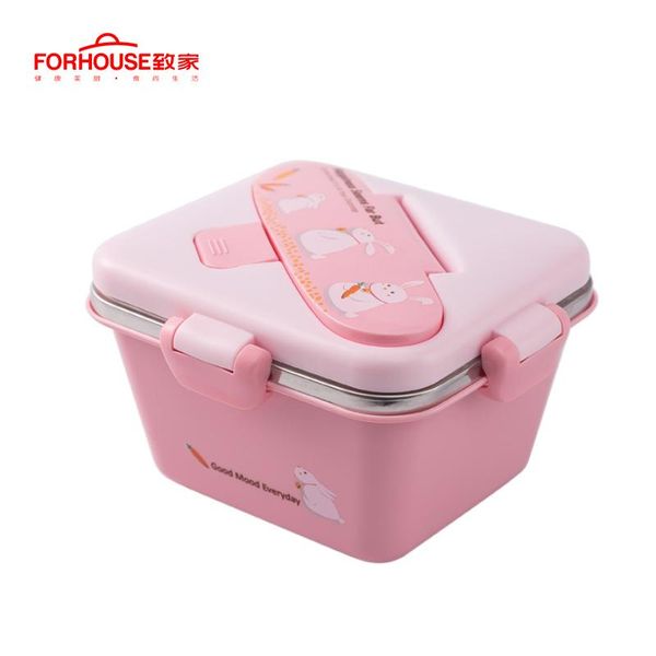 

304 нержавеющая сталь обедные коробки для ланч-контейнера для хранения продуктов питания портативный бойн ботно утечка для детей с вилкой и