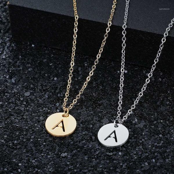 

100% stainless steel initial name a-z charm necklace for women wholesale fashion charm necklaces1, Silver