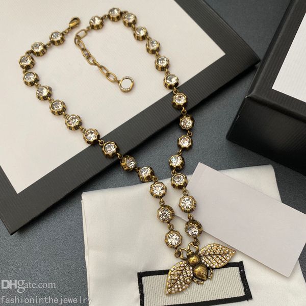 Halskette Designerschmuck Luxusdiamant Jubiläumsgeschenk Gold Biene Anhänger 14K Gold Mode Initialen Anhänger Halsketten für Frauen Set Schmuck großer Großhandel
