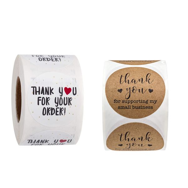

500pcs/roll thank you for your order stickers thank you for supporting my small business sticker circle gift seal label jk2101kd