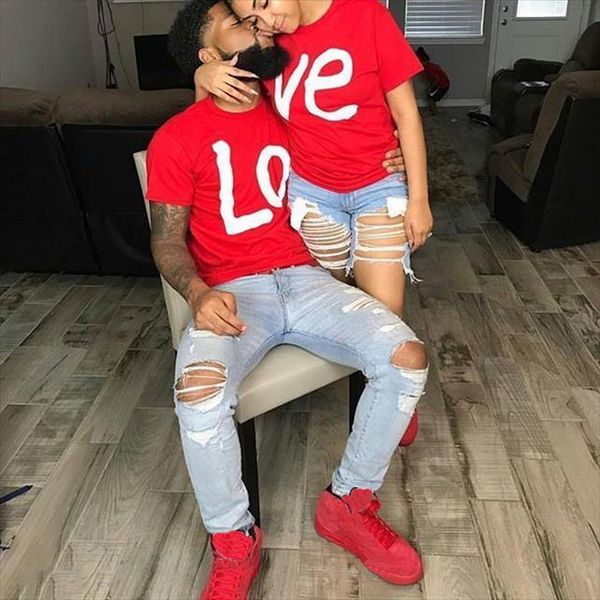 

his and hers couple matching t shirts casual red love printed cute couples shirts lovers shirt valentines day tshirts, White