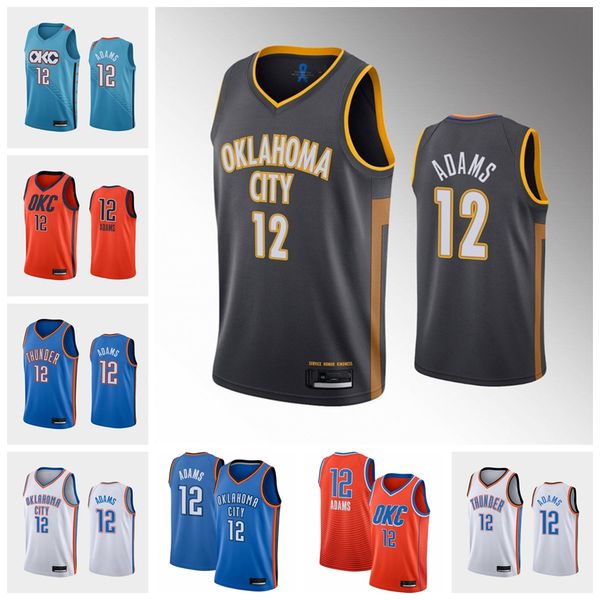 

men 2019/20 steven adams jersey okc swingman charcoal oklahoma city thunder edition basketball jerseys, Black;red
