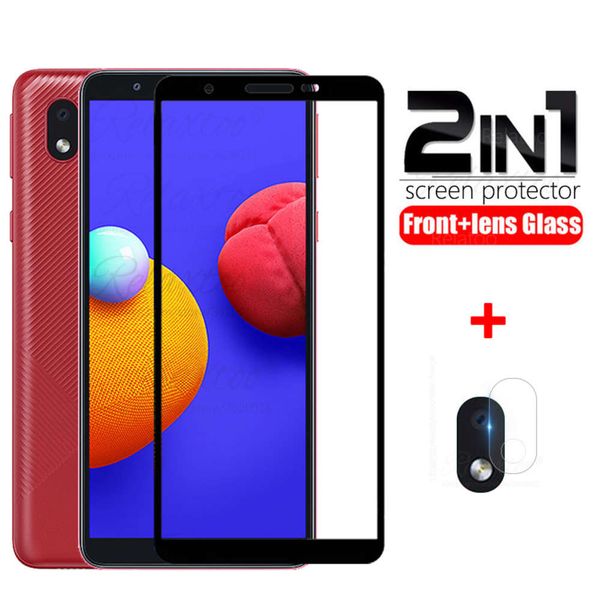 

2in1 protective glass samsung galaxy a01 a013f case tempered camera lens film for a 01 core a01core phone cover couqe