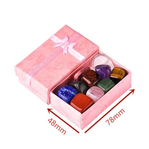 

10pcs/set natural stone crystal gemstone chakras healing stone quartz mineral ornaments home decoration gifts box for qylvee, Black