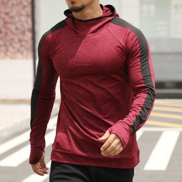 

hoodies men's fall winter quick-drying training long-sleeved plus fleece hooded pullover fitness clothing sweatshirt hooded man, Black