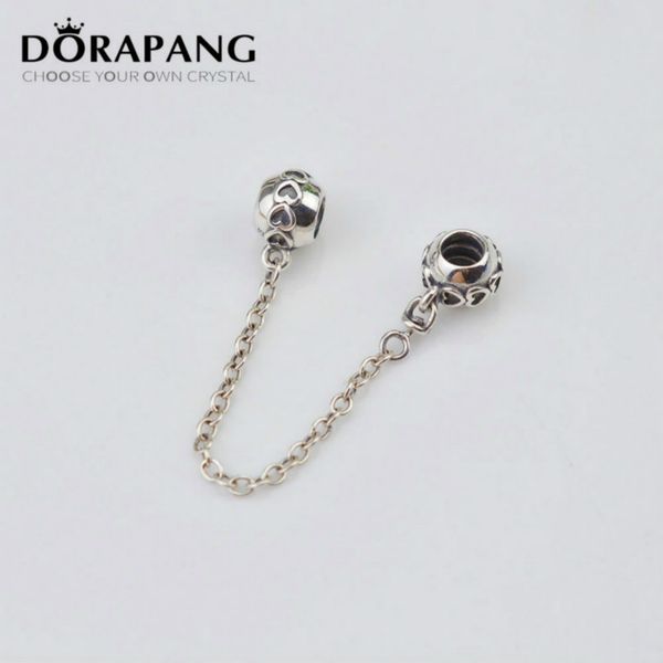 

2021 new 925 sterling silver charm hearts safety chain european floating charms silver beads fit for snake chain bracelet diy jewelry 5002, Black