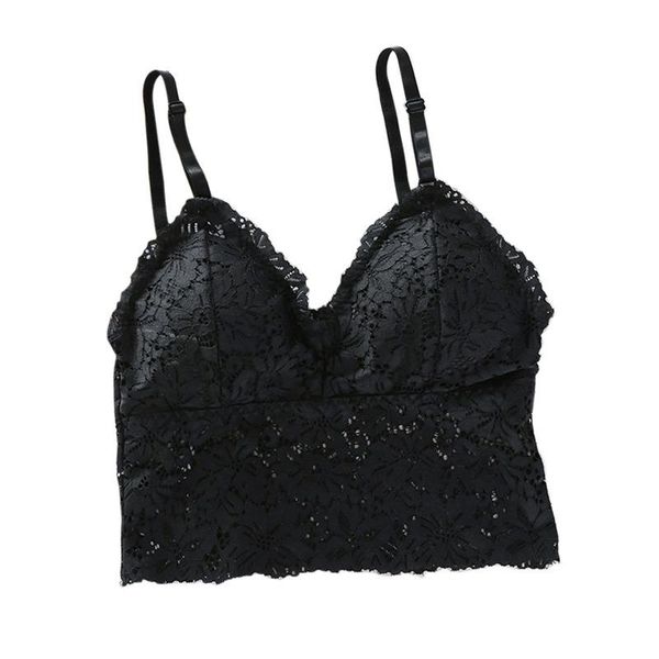 

women's lace bralette triangle cup camisole padded tank underwear, Red;black