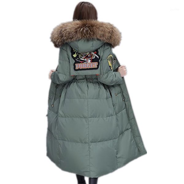 

winter fashion new clothes long section thickening warm collar down cotton jacket woman leisure straight hooded jacket parka1, Black