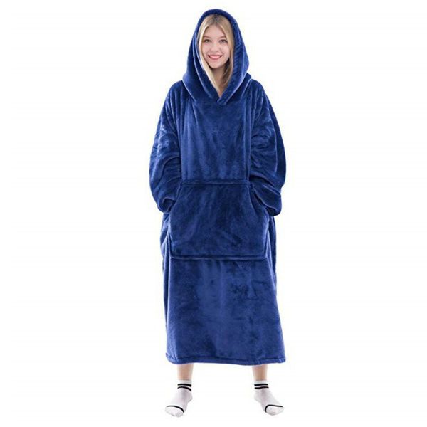 

hooded fleece sweatshirt with wearable blanket bathrobe winter adults sleeves giant plush women pocket big hoodie hoody sweat ldcgm