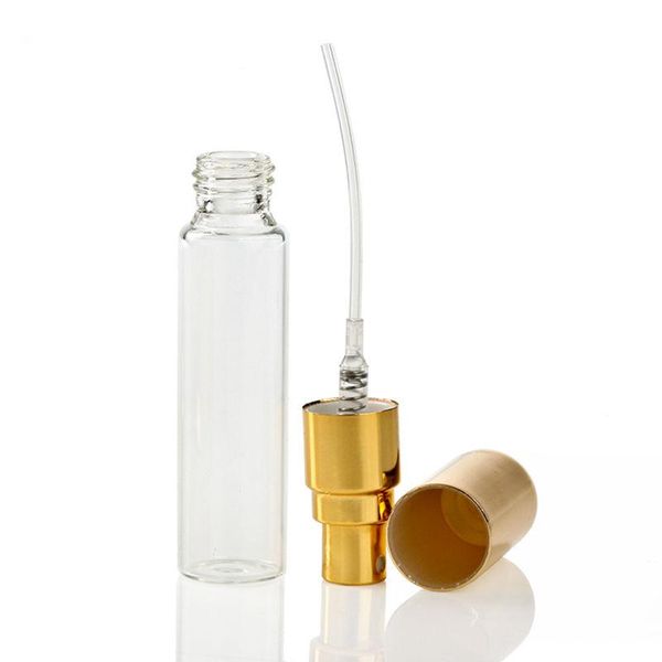 2022 Yeni 5 ml 10 ml 15 ml Seyahat Parfüm Cam Sprey Şişe Örnek Cam Flakon Taşınabilir Mini Sprey Şişesi Altın Gümüş Kap