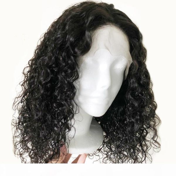 

side part curly lace front and full lace wig brazilian human hair wigs with bbay hair natural color for black women, Black;brown