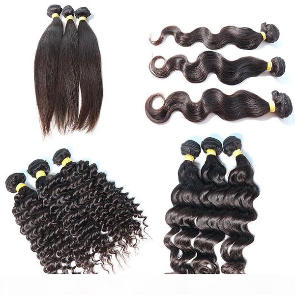 

оптом 10а человеческие волосы пучки прямые тела глубокая глубокая волна натуральная волна бразильская девственница волосы ткать пучки уток, Black;brown