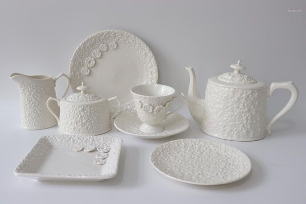 

mugs plates ceramic tableware set dish plate with 3d flower coffee mug for creative relief milk cup and saucer luxury gifts1