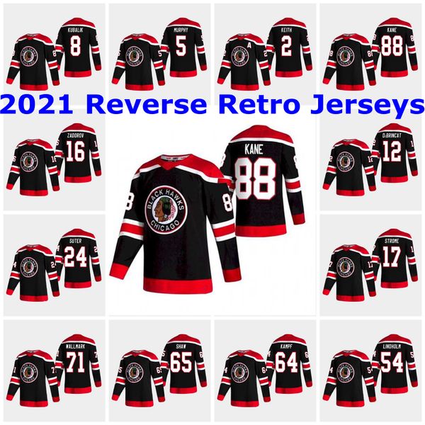 

chicago blackhawks 2021 reverse retro jerseys olli maatta jersey connor murphy brent seabrook robin lehner t.j. brennan custom stitched, Black;red