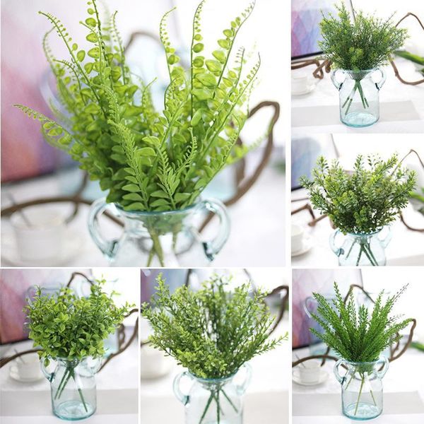 

decorative flowers & wreaths artificial green plant plastic leaf fake plants for home garden decoration eucalyptus fall decoration1