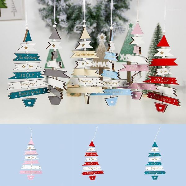 

star snowflake mini christmas tree wooden pendant hanging xmas home party deskdecoration door ornament enfeites de natal1